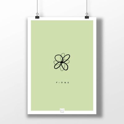 Poster A3 - fiore verde - flower