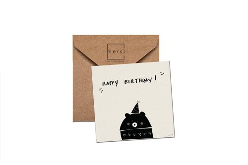 Cartolina di auguri - birthday card - handmade in Italy - bear - compleanno orso