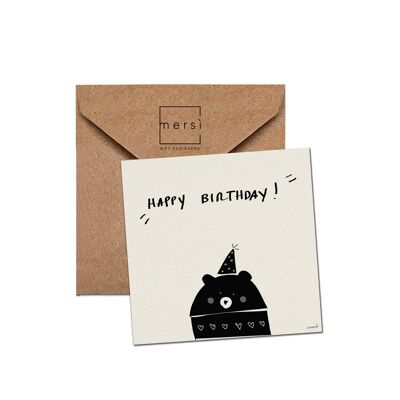 Cartolina di auguri - birthday card - handmade in Italy - bear - compleanno orso