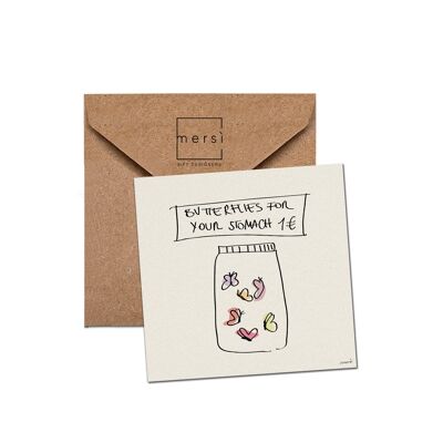 Tarjeta de felicitación - tarjeta de cumpleaños - hecha a mano en Italia - mariposas para tu estómago