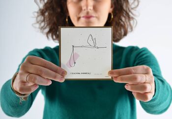 Carte de voeux - carte d'anniversaire - faite à la main en Italie - cigogne rose 2