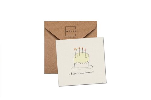 Cartolina di auguri - birthday card - handmade in Italy - cake -  torta di compleanno