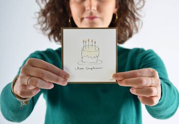 Carte de voeux - carte d'anniversaire - fait main en Italie - gâteau - gâteau d'anniversaire 2