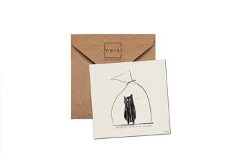 Carte de voeux - carte d'anniversaire - fait main en Italie - chat - chat dans le sac 1
