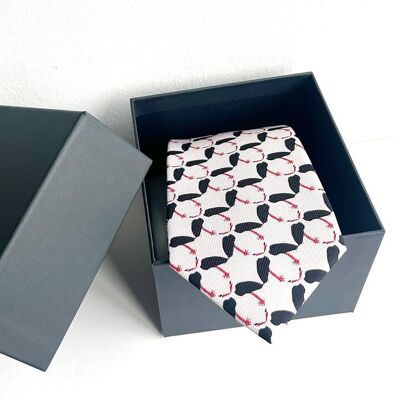 Luxury Handmade Heron Print Silk Tie