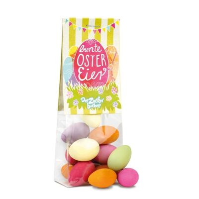 Sacchetti di caramelle uova di Pasqua colorate mandorle al gusto di frutta