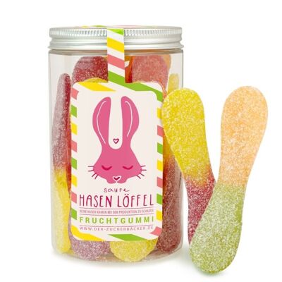 Pot de bonbons lapin cuillère aigre fruit gelée cadeau étain