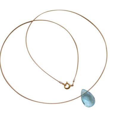 Gemshine - Ladies - Necklace - Gold Plated - Aquamarine Quartz