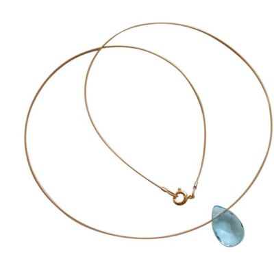 Gemshine - Ladies - Necklace - Gold Plated - Aquamarine Quartz