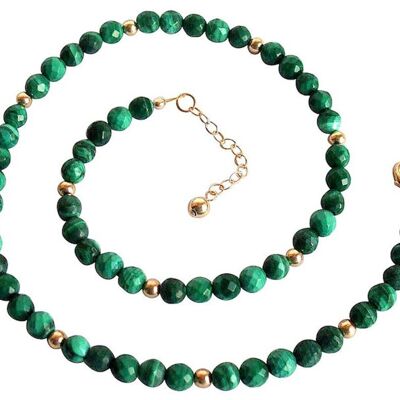 Gemshine - Ladies - Necklace - Gold Plated - Malachite