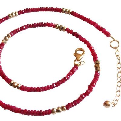 Gemshine - Damen - Halskette - Vergoldet - Rubin - Rot