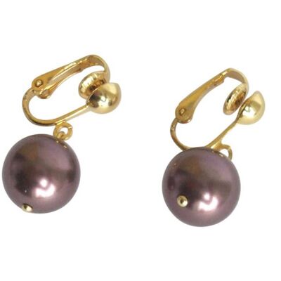 Gemshine - Women - Clip Earrings - Pearls - Tahitian - Brown