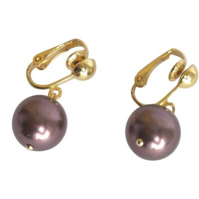 Gemshine - Women - Clip Earrings - Pearls - Tahitian - Brown
