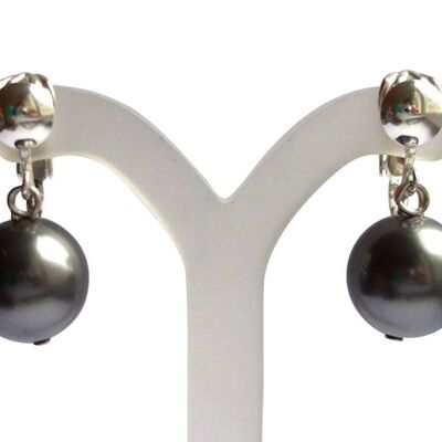 Gemshine - Femme - Boucles d'oreilles clip - Perles - Tahiti - Gris - 925