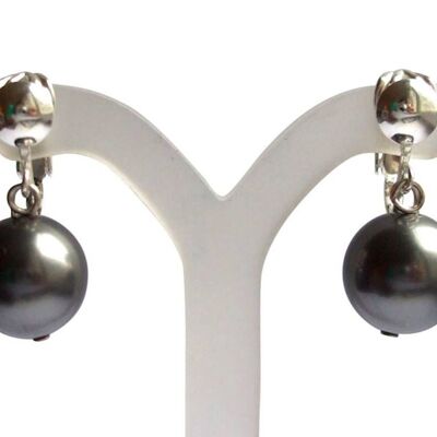 Gemshine - Women - Clip Earrings - Pearls - Tahiti - Gray - 925