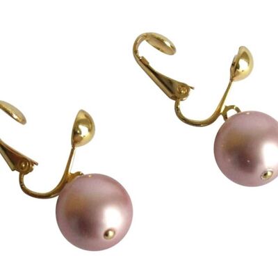 Gemshine - Women - Clip Earrings - Pearls - Tahitian Rose