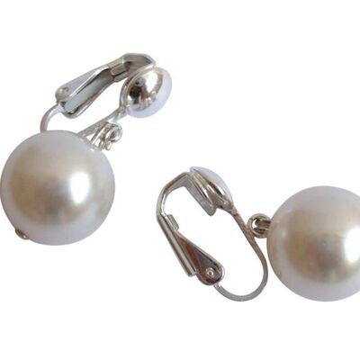 Gemshine - Women - Clip Earrings - Pearls - Tahiti - White