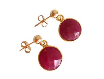 Gemshine - Femme - Boucles d'oreilles - Argent 925 - Plaqué or - Rubis 3