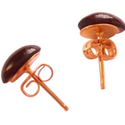 Gemshine - Women - Earrings - Garnet - Red - Cabochon - 8 mm