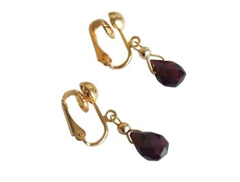 Gemshine - Femme - Boucles d'oreilles - Boucles d'oreilles clip - Plaqué or - Grenat 2