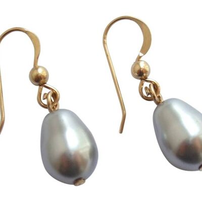 Gemshine - Mujer - Pendientes - Perlas - Silver Grey - Teardrops