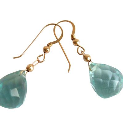 Gemshine - Femme - Boucles d'oreilles - Plaqué or - Quartz aigue-marine