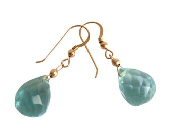 Gemshine - Femme - Boucles d'oreilles - Plaqué or - Quartz aigue-marine 1