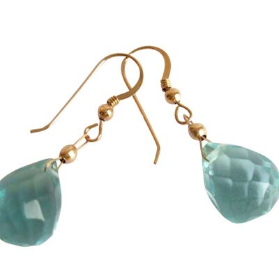 Gemshine - Women - Earrings - Gold Plated - Aquamarine Quartz