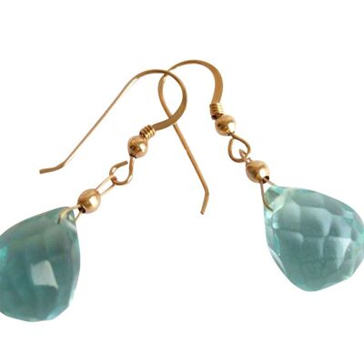 Gemshine - Femme - Boucles d'oreilles - Plaqué or - Quartz aigue-marine
