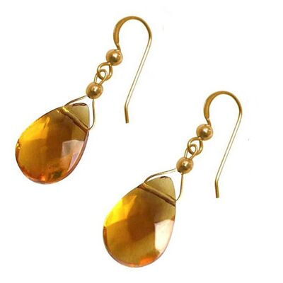 Gemshine - Ladies - Earrings - Gold Plated - Citrine - Teardrop