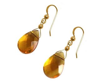 Gemshine - Femme - Boucles d'oreilles - Plaqué or - Gouttes de citrine 1