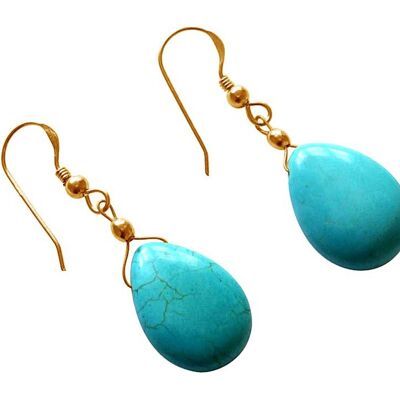 Gemshine - Women - Earrings - Gold Plated - Turquoise - Teardrop