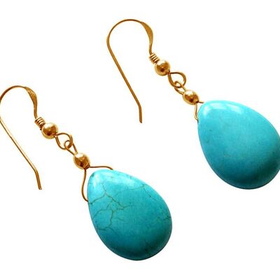 Gemshine - Ladies - Earrings - Gold Plated - Turquoise Drops