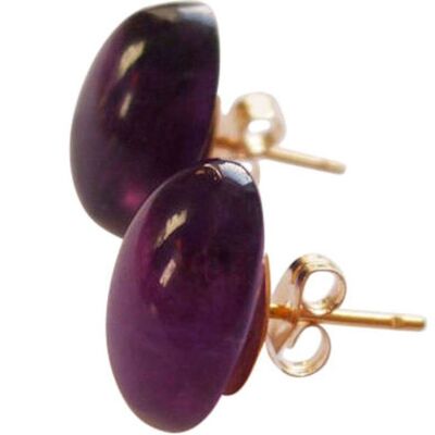 Gemshine - Women - Earrings - Violet - Cabochon - 14 mm