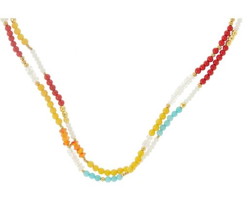 Gemshine 60 cm Halskette BUNT: Choker mit weißen Mondsteinen