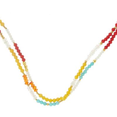 Gemshine 60 cm Halskette BUNT: Choker mit weißen Mondsteinen