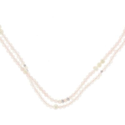 Gemshine 60 cm necklace choker with rose quartz gemstones