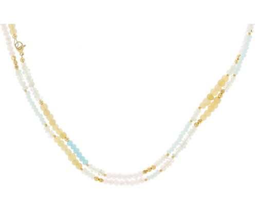 Gemshine 60 cm Halskette PASTELL Choker mit weißen Mondstein