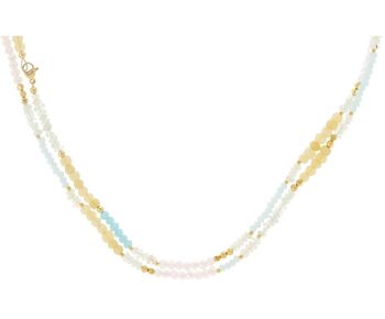 Collier Gemshine 60 cm PASTEL choker avec pierre de lune blanche 1