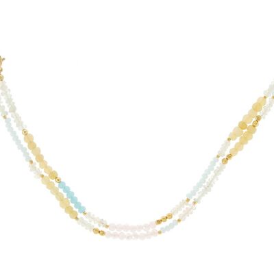 Collier Gemshine 60 cm PASTEL choker avec pierre de lune blanche