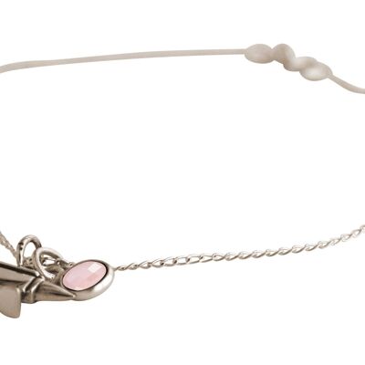 Pulsera de plata 925 Gemshine yunque y colgante de cuarzo rosa