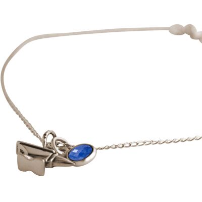 Gemshine 925 silver bracelet anvil and sapphire pendant