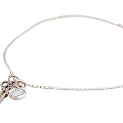 Gemshine 925 Silver Bracelet with Scissors and Chalcedony Charm