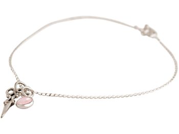 Bracelet en argent 925 Gemshine avec ciseaux et breloque en quartz rose 1