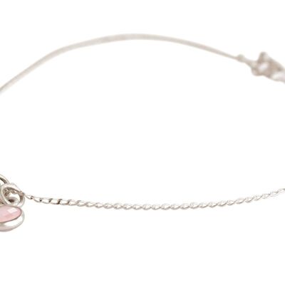 Gemshine 925 Silver Bracelet with Scissors and Rose Quartz Charm