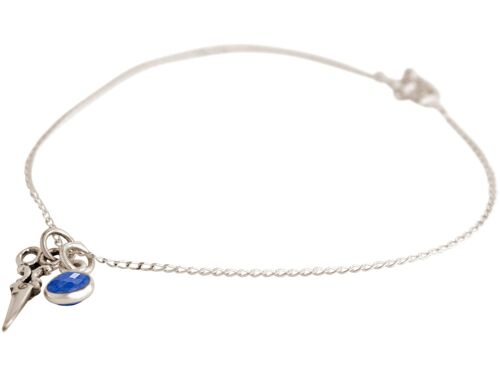 Gemshine 925 Silber Armband Schere und blauer Saphir Charm