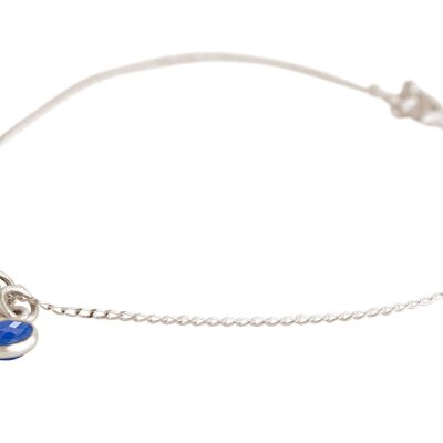 Gemshine 925 Silver Bracelet Scissors and Blue Sapphire Charm