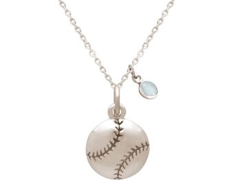 Collier en argent 925 Gemshine Pendentif en calcédoine de baseball 4