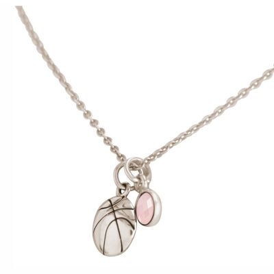 Collier en argent 925 Gemshine pendentif en quartz rose de basket-ball