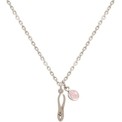 Gemshine 925 silver necklace with 3-D pliers and rose quartz